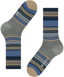 Burlington Stripe herensokken, grijs (dark grey)