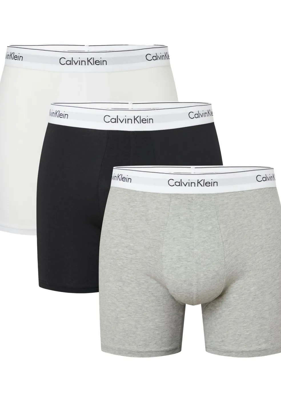 Calvin Klein Boxer Briefs (3-pack), heren boxers extra lang, zwart, grijs, wit