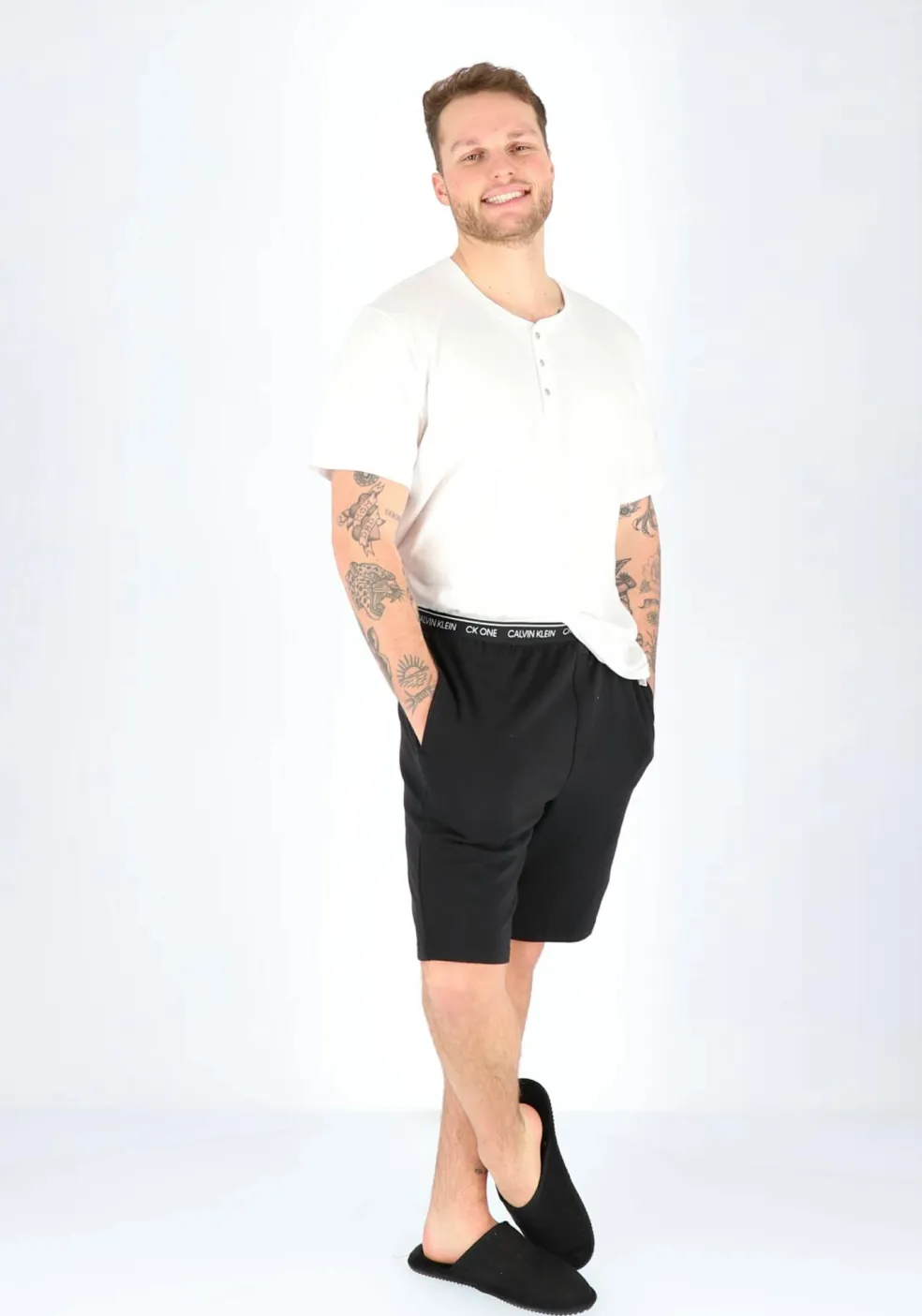 Calvin Klein CK ONE Lounge short, heren lounge joggingbroek kort, middeldik, zwart