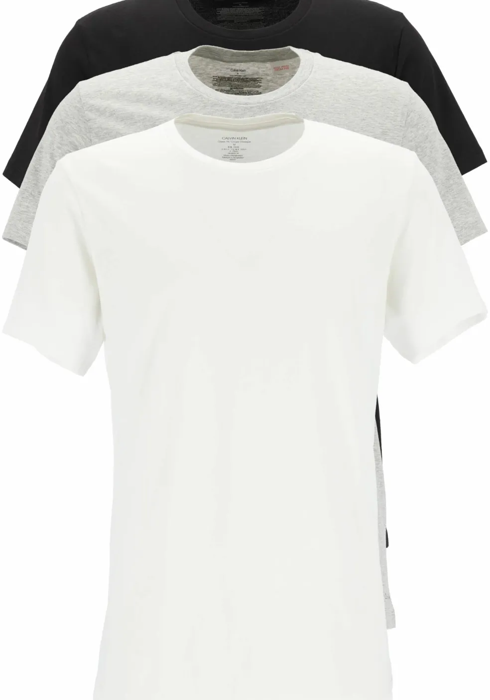 Calvin Klein Cotton Classics crew neck T-shirt (3-pack), heren T-shirts O-hals, zwart, wit en grijs