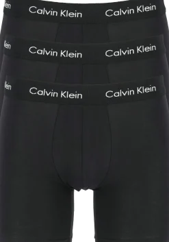 Calvin Klein Cotton Stretch boxer brief (3-pack), heren boxers extra lang, zwart met zwarte tailleband