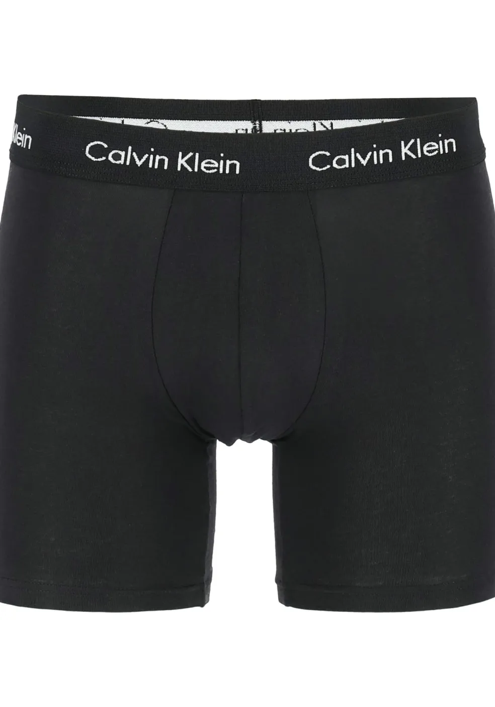 Calvin Klein Cotton Stretch boxer brief (3-pack), heren boxers extra lang, zwart met zwarte tailleband