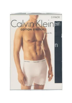 Calvin Klein Cotton Stretch boxer brief (3-pack), heren boxers extra lang, zwart met zwarte tailleband