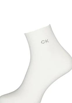 Calvin Klein damessokken Allison (1-pack), enkelsokken met kristal logo, wit