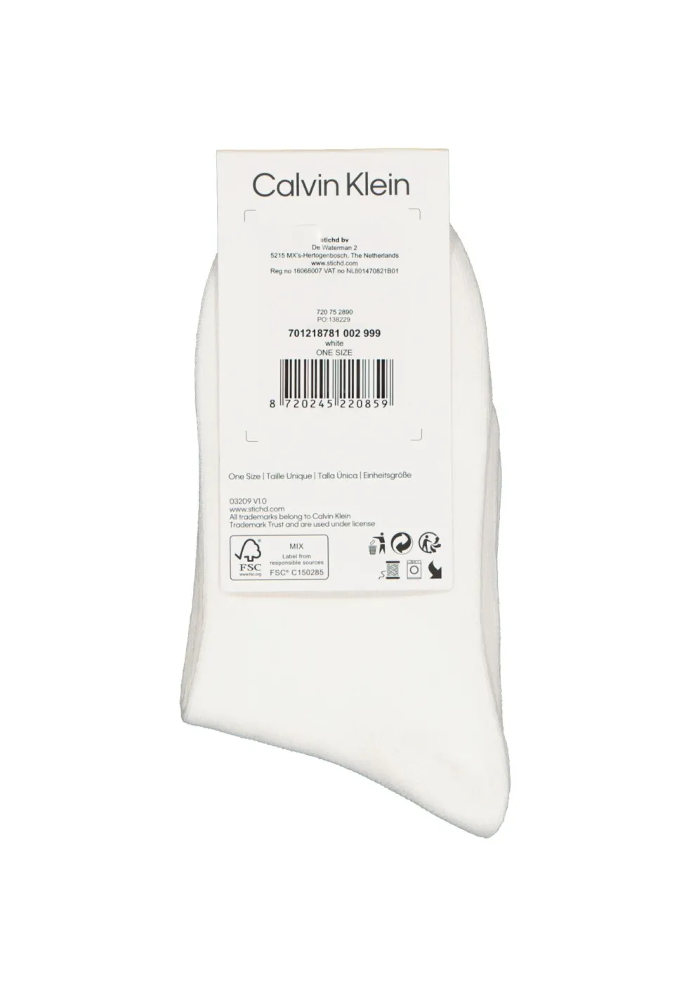 Calvin Klein damessokken Allison (1-pack), enkelsokken met kristal logo, wit