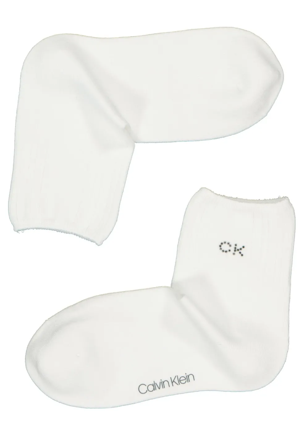 Calvin Klein damessokken Allison (1-pack), enkelsokken met kristal logo, wit