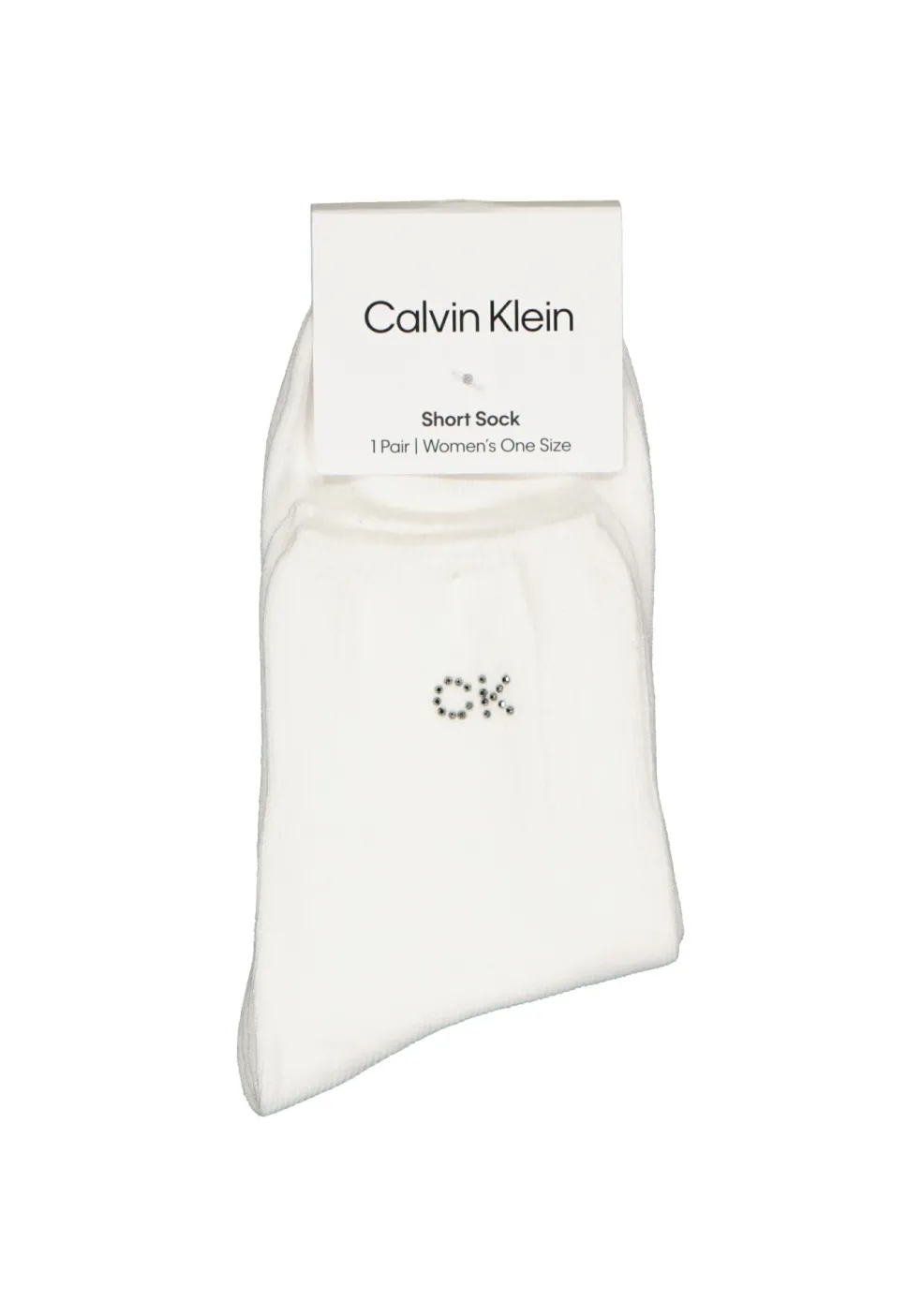 Calvin Klein damessokken Allison (1-pack), enkelsokken met kristal logo, wit
