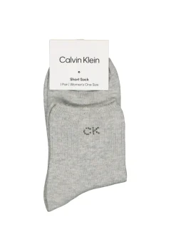 Calvin Klein damessokken Allison (1-pack), enkelsokken met kristal logo, lichtgrijs melange