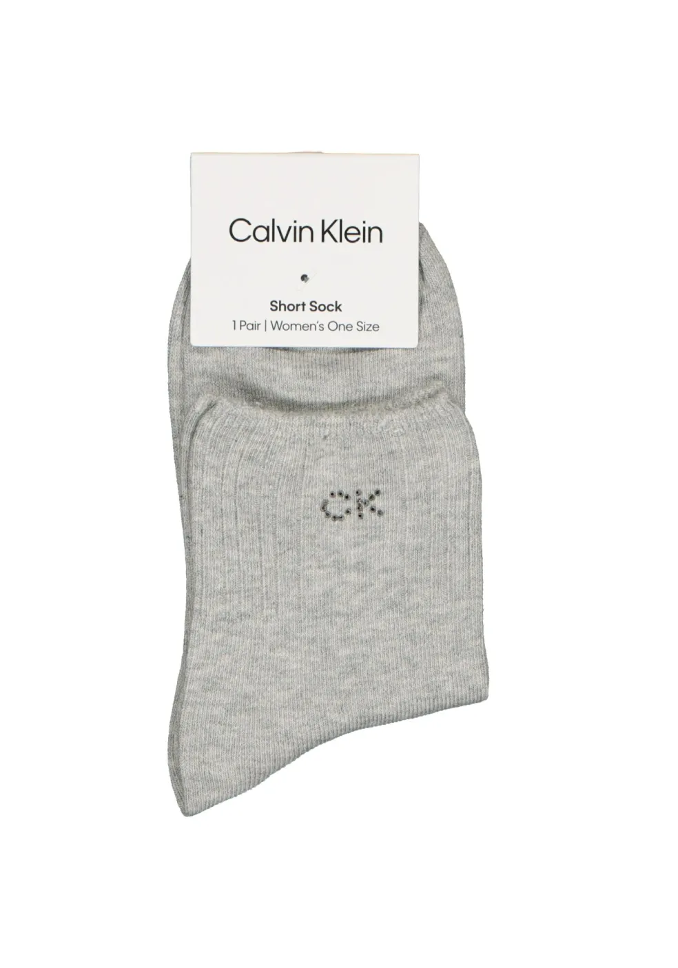 Calvin Klein damessokken Allison (1-pack), enkelsokken met kristal logo, lichtgrijs melange