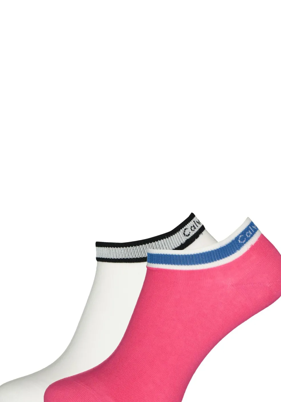 Calvin Klein damessokken Spencer (2-pack), enkelsokken logo boord, wit en roze