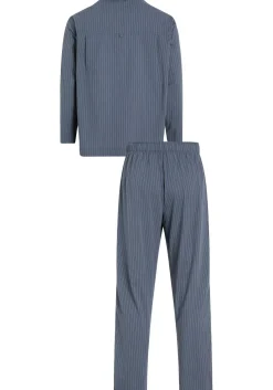 Calvin Klein heren pyjama met knoopjes, middenblauw gestreept