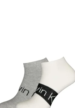 Calvin Klein herensokken Dirk (2-pack), enkelsokken, wit en grijs met logo