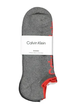 Calvin Klein herensokken Grant (3-pack), onzichtbare lage sportsokken, grijs, zwart en grijs met rood