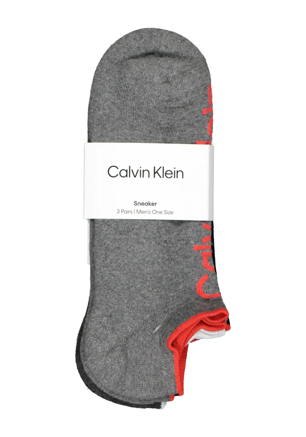 Calvin Klein herensokken Grant (3-pack), onzichtbare lage sportsokken, grijs, zwart en grijs met rood