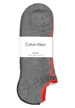 Calvin Klein herensokken Grant (3-pack), onzichtbare lage sportsokken, grijs, zwart en grijs met rood