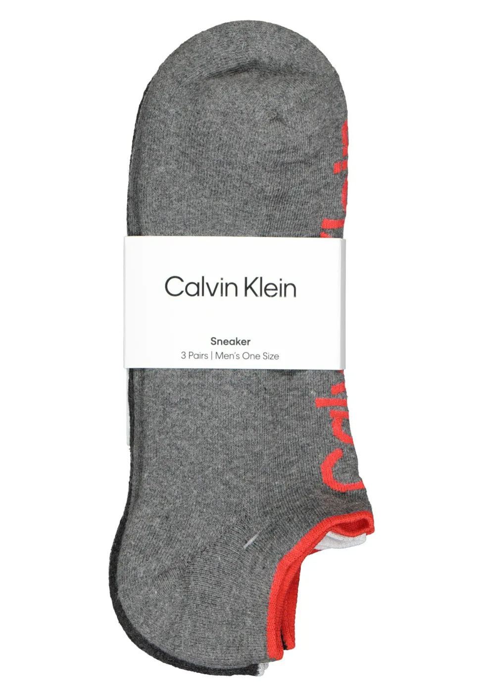Calvin Klein herensokken Grant (3-pack), onzichtbare lage sportsokken, grijs, zwart en grijs met rood