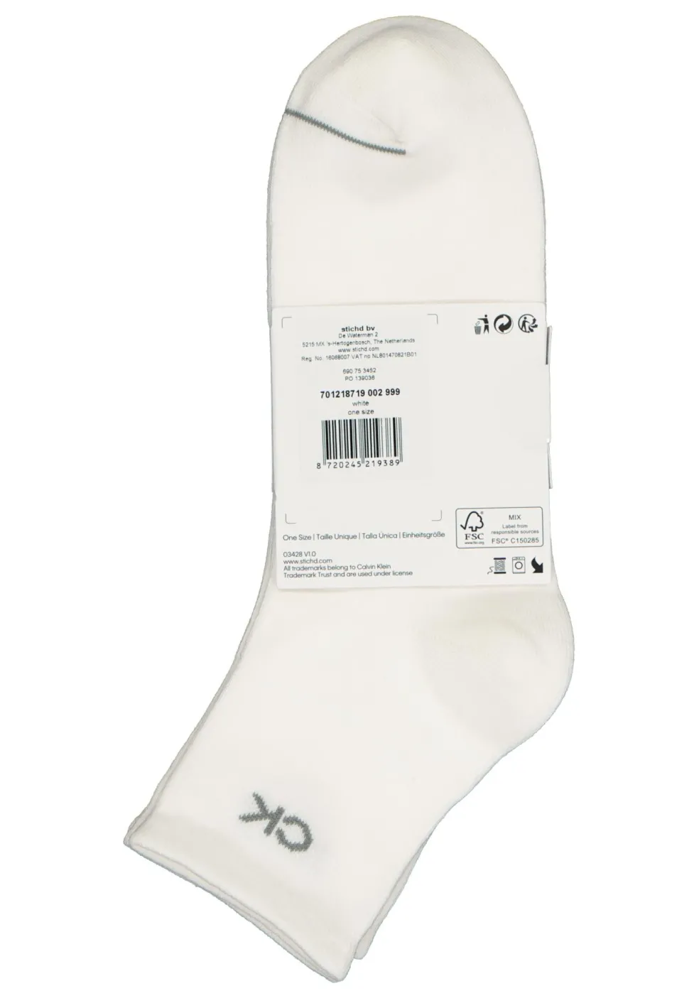 Calvin Klein herensokken Nick (3-pack), hoge enkelsokken, wit