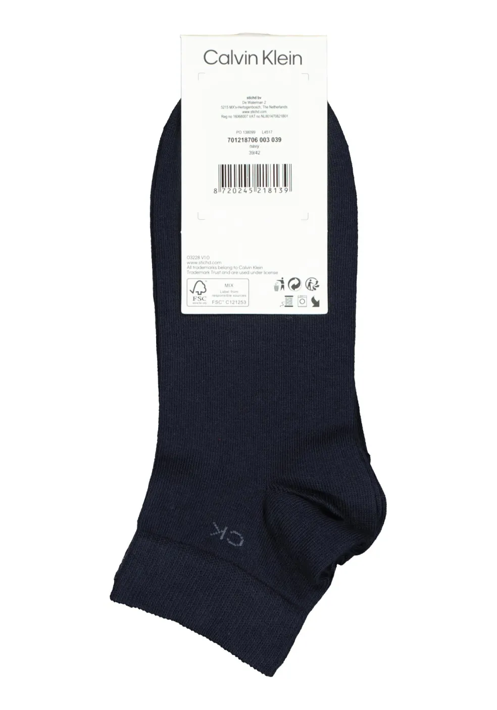 Calvin Klein herensokken Simon (2-pack), hoge enkelsokken, donkerblauw