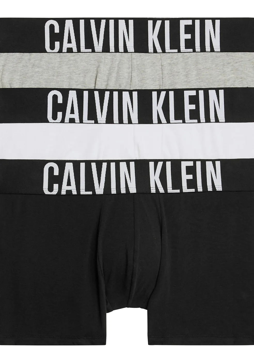 Calvin Klein Intense Power Cotton Trunks (3-pack), heren boxers normale lengte, zwart, wit, grijs