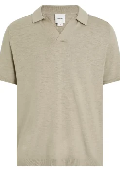 Calvin Klein Knitted Slub Texture Regular Polo, heren poloshirt, beige