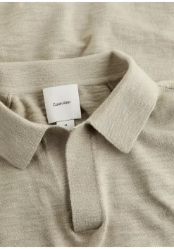 Calvin Klein Knitted Slub Texture Regular Polo, heren poloshirt, beige
