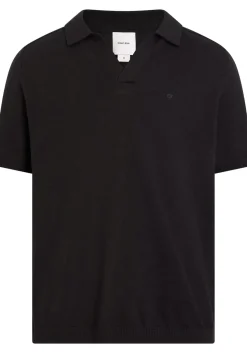 Calvin Klein Knitted Slub Texture Regular Polo, heren poloshirt, zwart