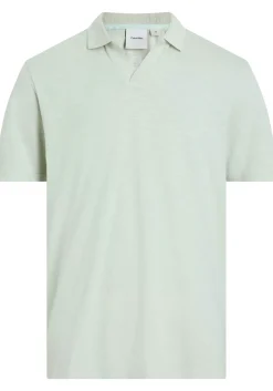 Calvin Klein Linen Cotton Cuban Regular Polo, heren poloshirt, lichtgroen