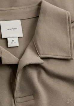 Calvin Klein Liquid Touch Slim Polo, heren poloshirt, taupe