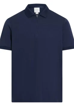 Calvin Klein Liquid Touch Zip Regular Polo, heren poloshirt, donkerblauw