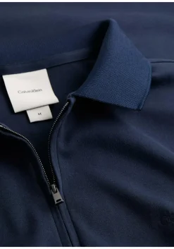 Calvin Klein Liquid Touch Zip Regular Polo, heren poloshirt, donkerblauw
