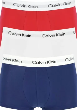 Calvin Klein low rise trunks (3-pack), lage heren boxers kort, rood, wit en blauw