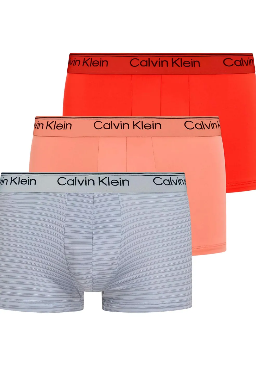 Calvin Klein Low Rise trunks (3-pack), lage heren boxers kort, grijs, zalm, oranje