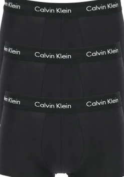 Calvin Klein low rise trunks (3-pack), lage heren boxers kort, zwart met zwarte tailleband