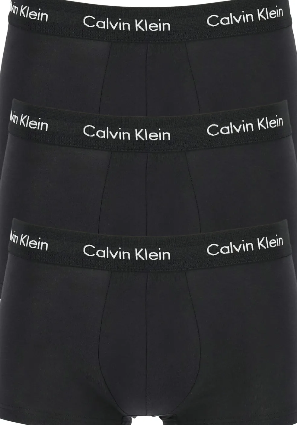 Calvin Klein low rise trunks (3-pack), lage heren boxers kort, zwart met zwarte tailleband