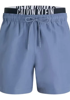 Calvin Klein Medium Drawstring Double Waistband swimshort, heren zwembroek, grijsblauw