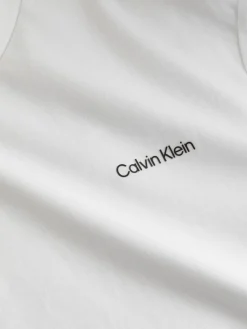 Calvin Klein Micro Logo Interlock T-shirt, heren T-shirt korte mouw O-hals, wit