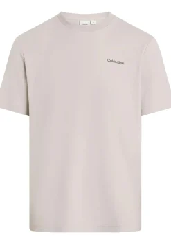 Calvin Klein Micro Logo Interlock T-shirt, heren T-shirt korte mouw O-hals, grijs-beige