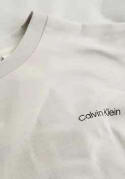 Calvin Klein Micro Logo Interlock T-shirt, heren T-shirt korte mouw O-hals, grijs-beige