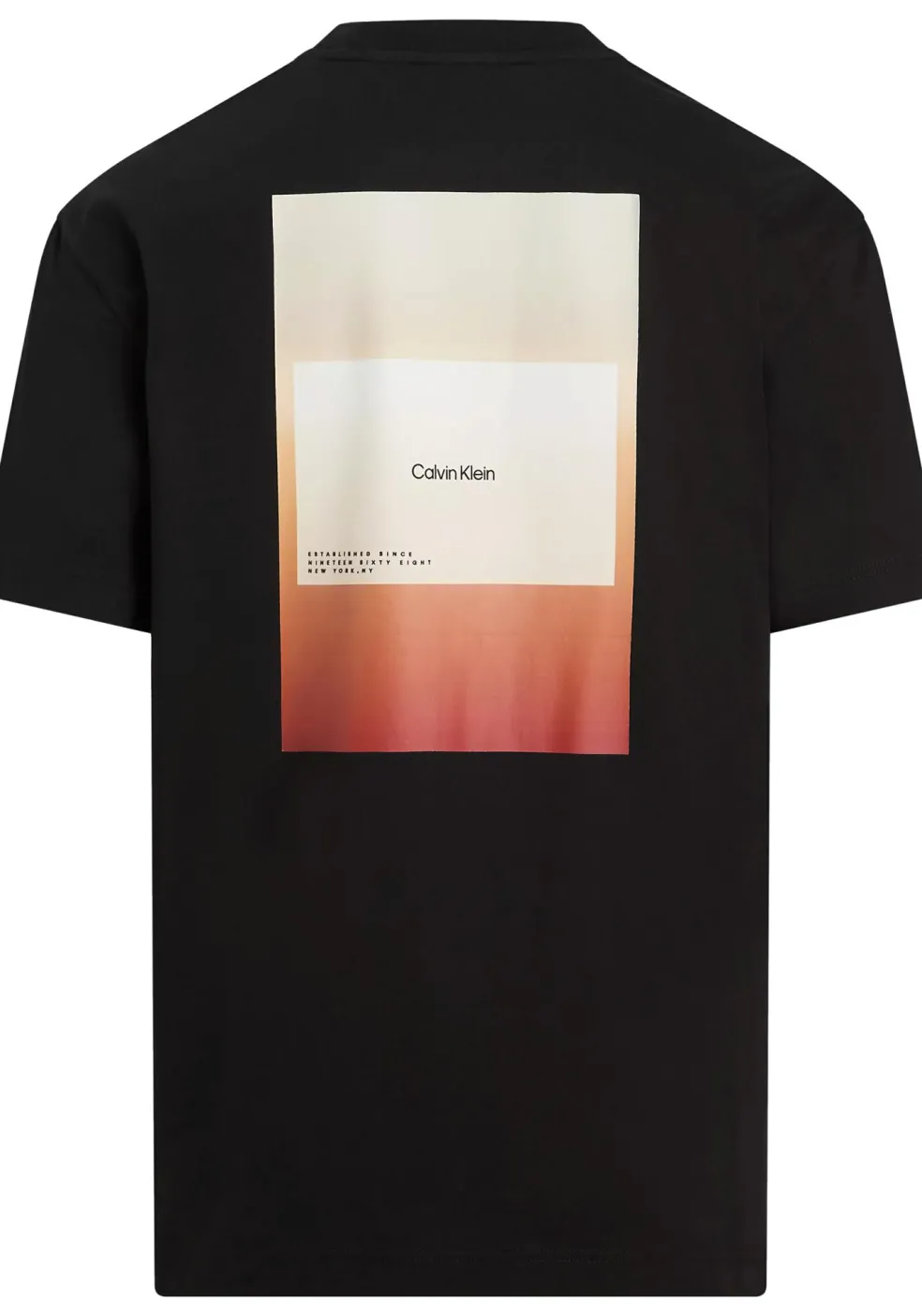 Calvin Klein Overlay Print T-shirt, heren T-shirt korte mouw O-hals, zwart dessin