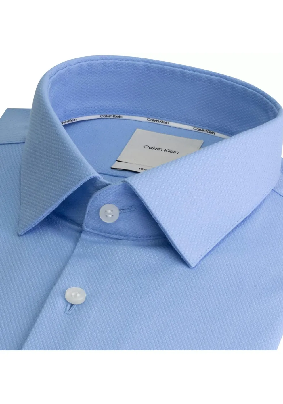 Calvin Klein slim fit overhemd, structuur, lichtblauw