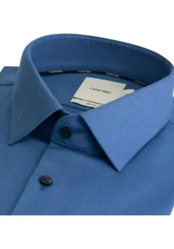 Calvin Klein slim fit overhemd, structuur, middenblauw