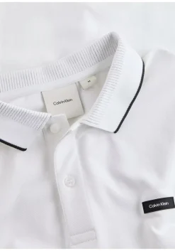Calvin Klein Stretch Pique Regular Polo, heren poloshirt, wit