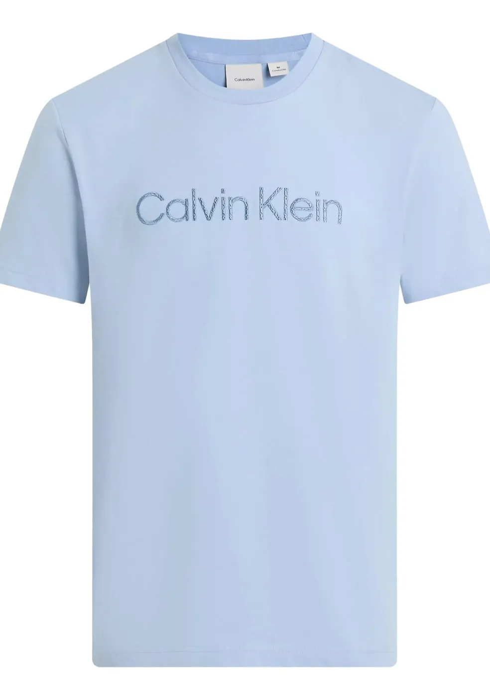 Calvin Klein Textured Embroidery T-shirt, heren T-shirt korte mouw O-hals, blauw