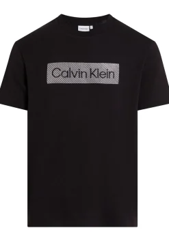 Calvin Klein Textured Embroidery T-shirt, heren T-shirt korte mouw O-hals, zwart