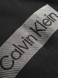 Calvin Klein Textured Embroidery T-shirt, heren T-shirt korte mouw O-hals, zwart