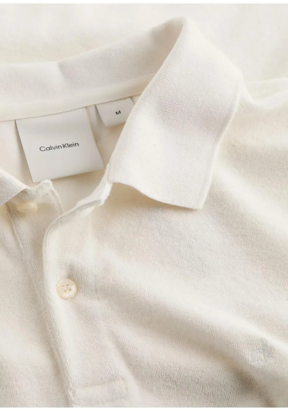 Calvin Klein Towelling Regular Polo, heren poloshirt, offwhite