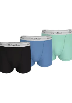Calvin Klein Trunks (3-pack), heren boxers normale lengte, zwart, lichtblauw, lichtgroen