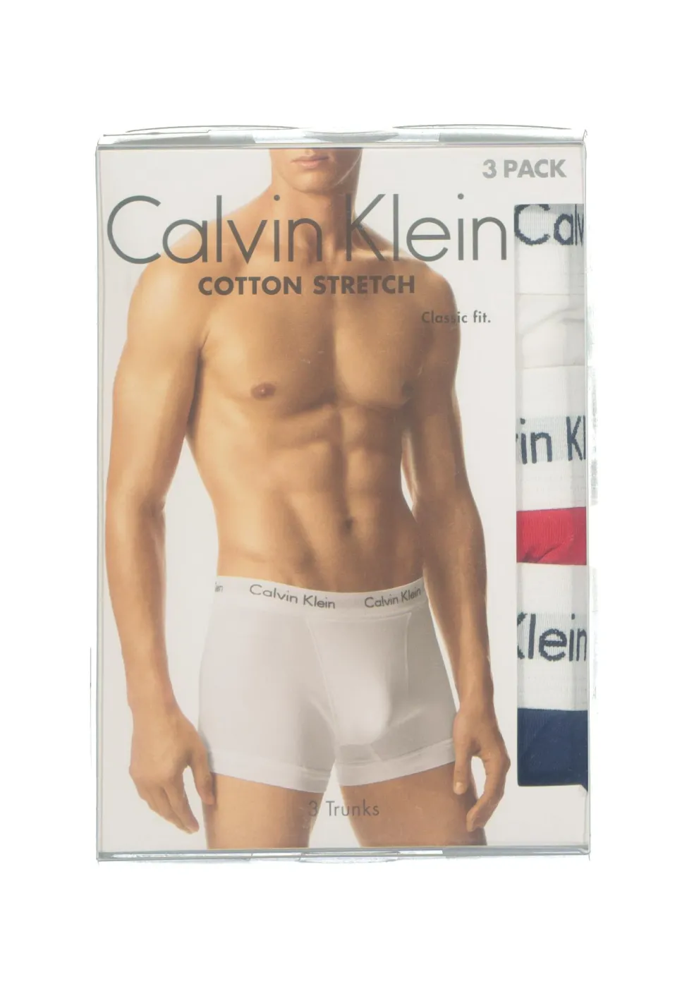 Calvin Klein trunks (3-pack), heren boxers normale lengte, rood, wit en blauw