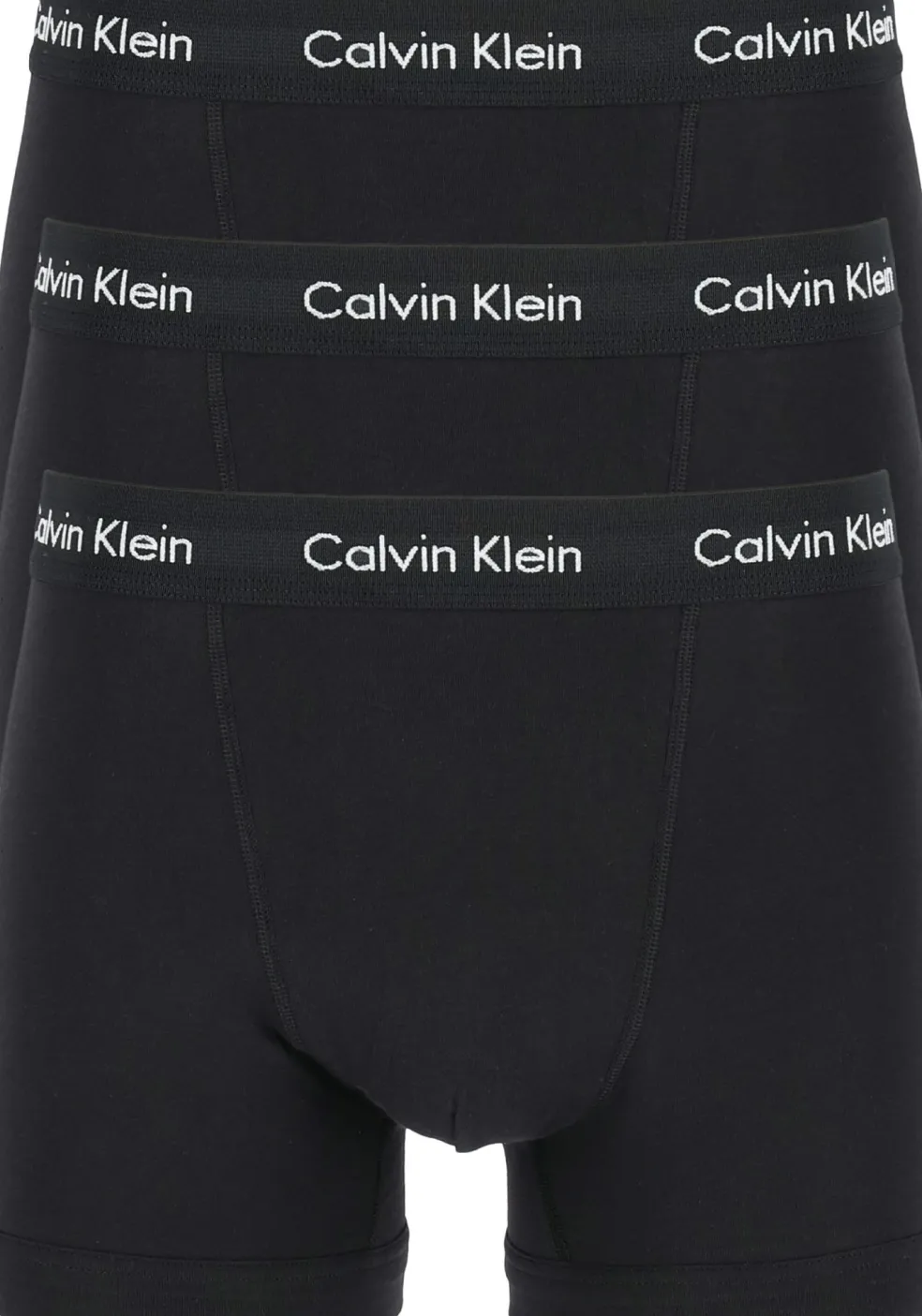 Calvin Klein trunks (3-pack), heren boxers normale lengte, zwart met zwarte band