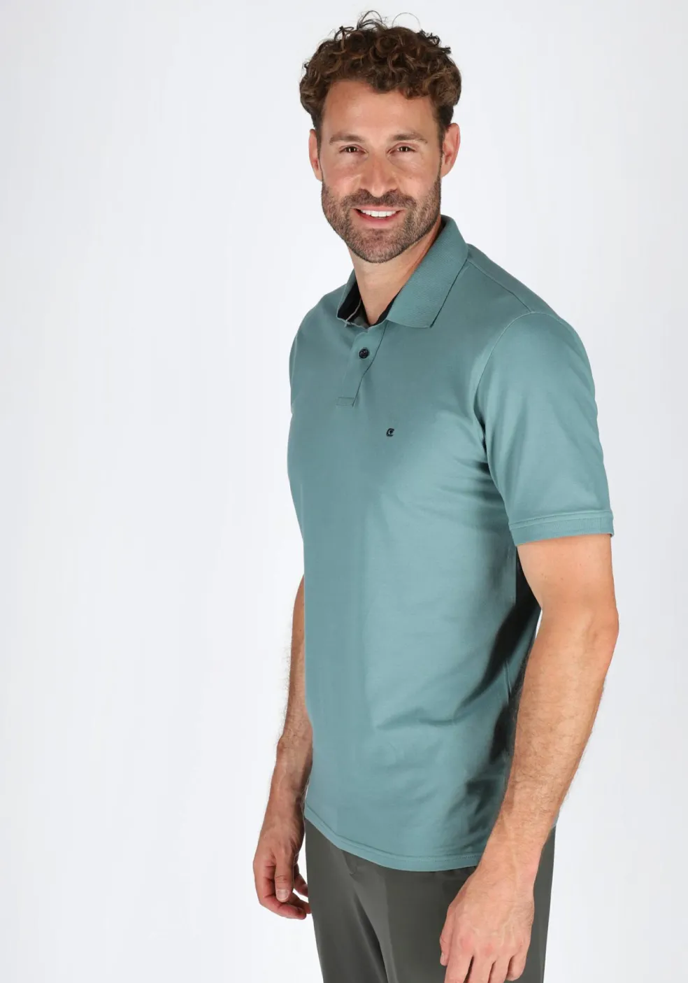 CASA MODA comfort fit heren polo, donker saliegroen